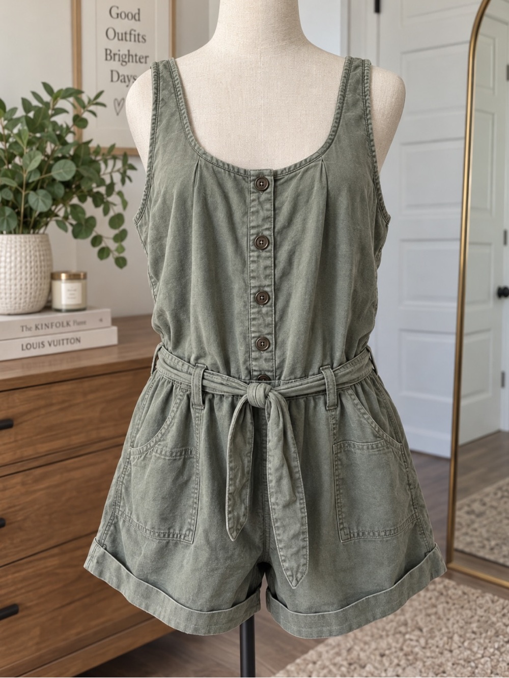 Abercrombie & Fitch Olive Green Utility Romper